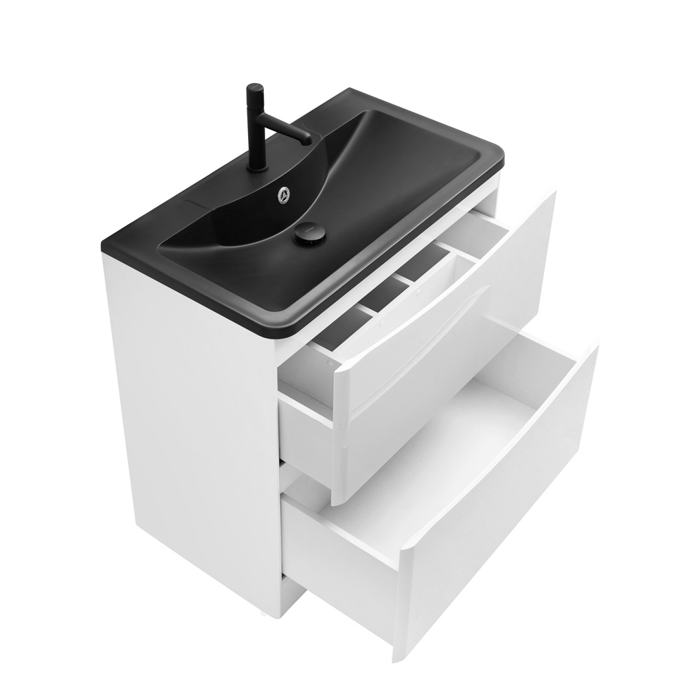 Приобрести belbagno тумба с раковиной acqua 100 см, напольная bianco lucido, чёрная раковина