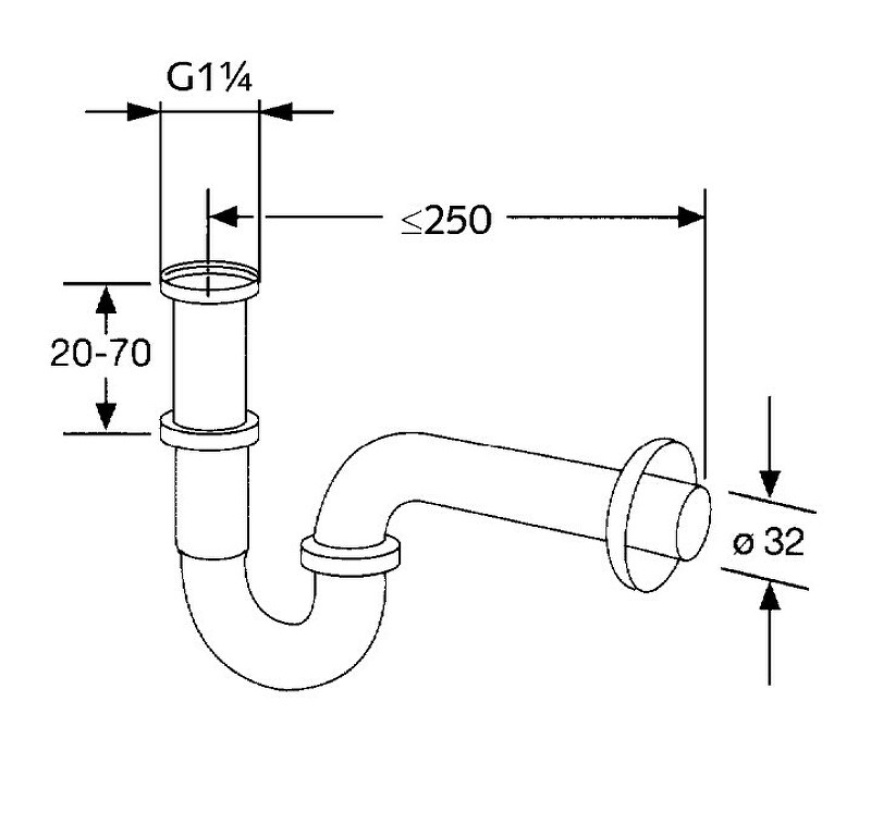 Приобрести трубчатый сифон g1 1/4, арт. 1025005-00