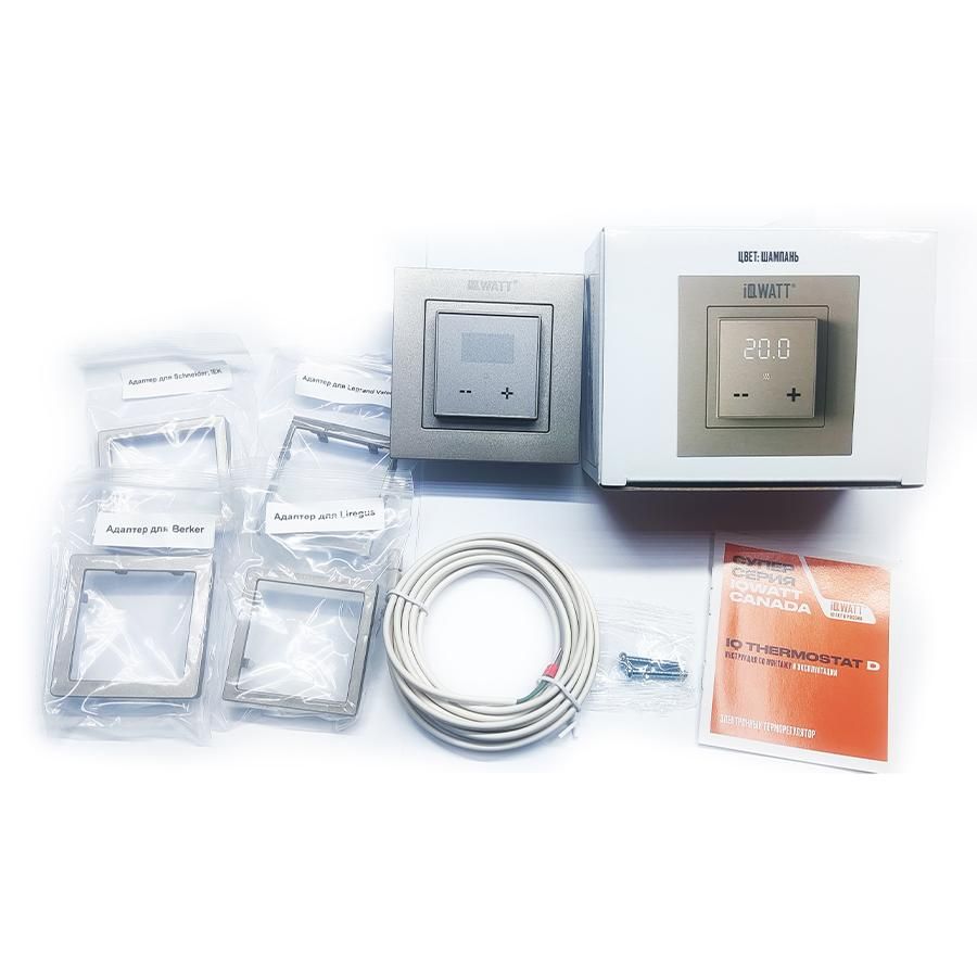 Приобрести iqwatt электронный терморегулятор iq thermostat d шампань , ж\к экран