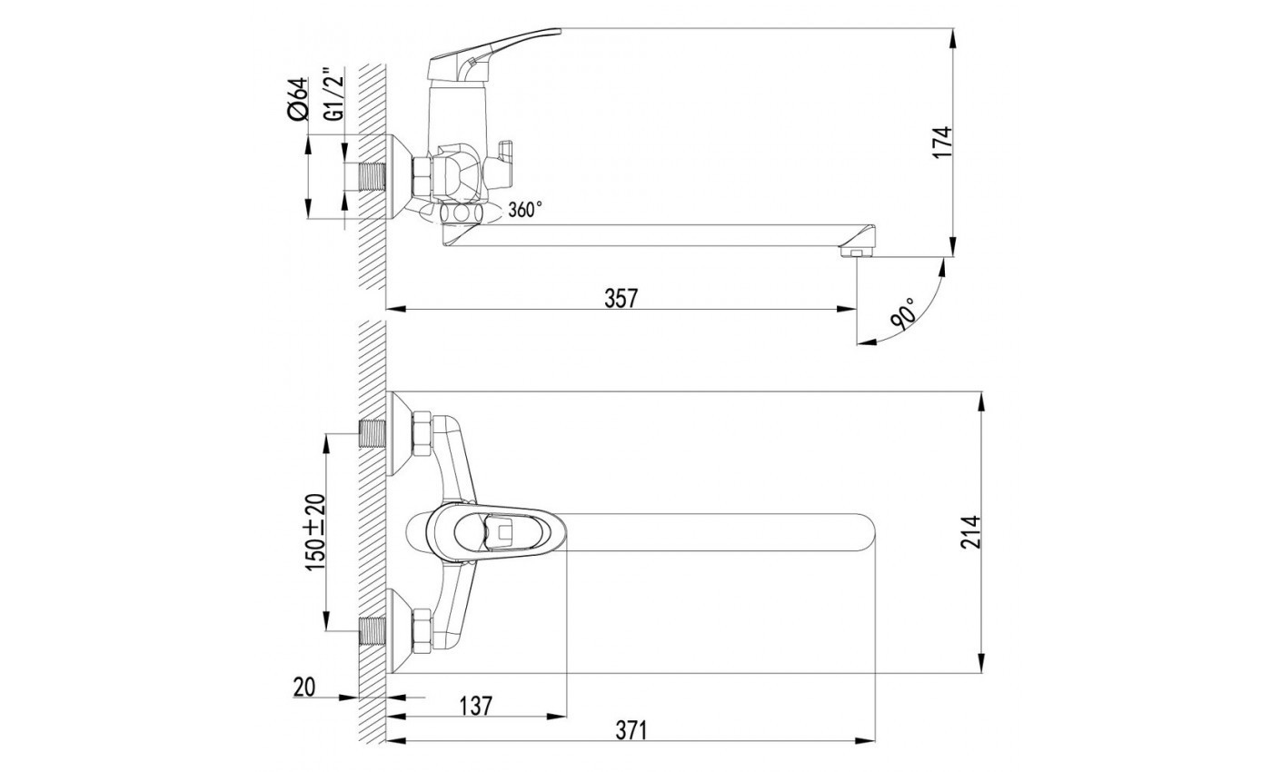 Приобрести lemark смеситель для ванны omega, хром lm3151c