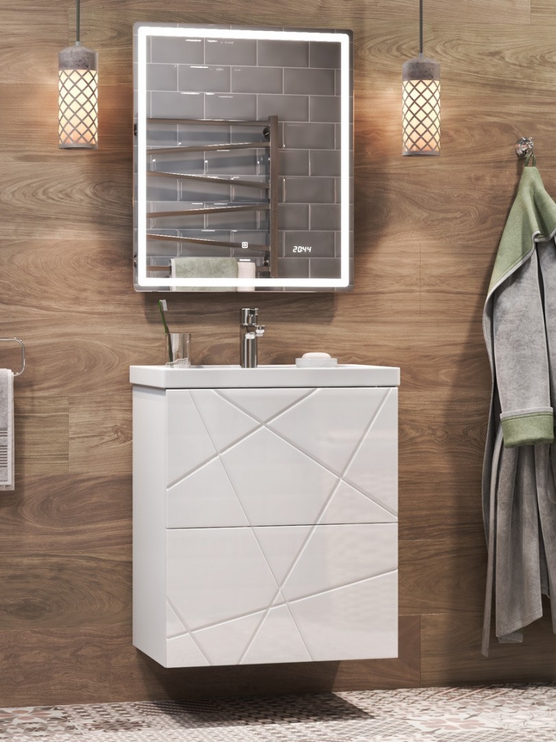 Приобрести vigo тумба с раковиной geometry 50см, 2 ящика, напольная, белая tn.geo.fos.50.2y