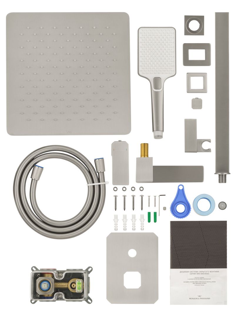Приобрести душевая система встраиваемая wonzon & woghand diamond, брашированный никель (ww-88939011-bn)