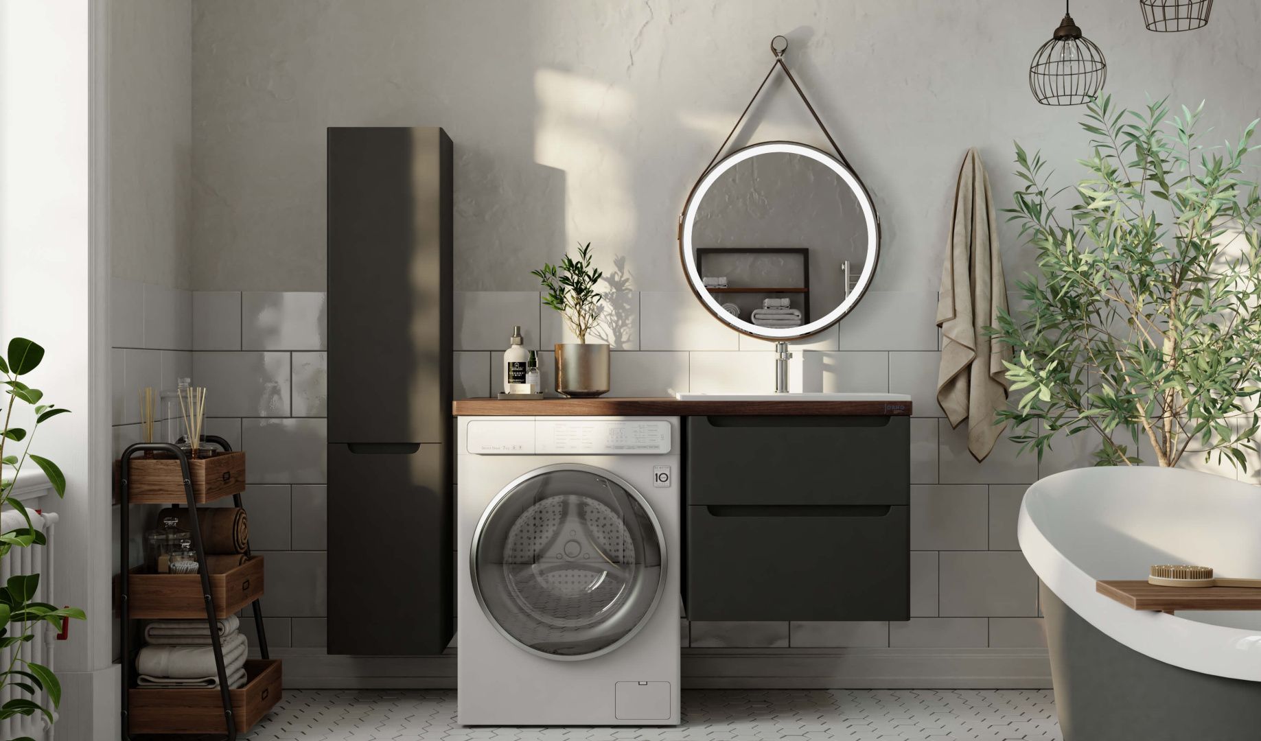 Приобрести jorno тумба подвесная wood 120 см со столешницей темное дерево, аннтацит