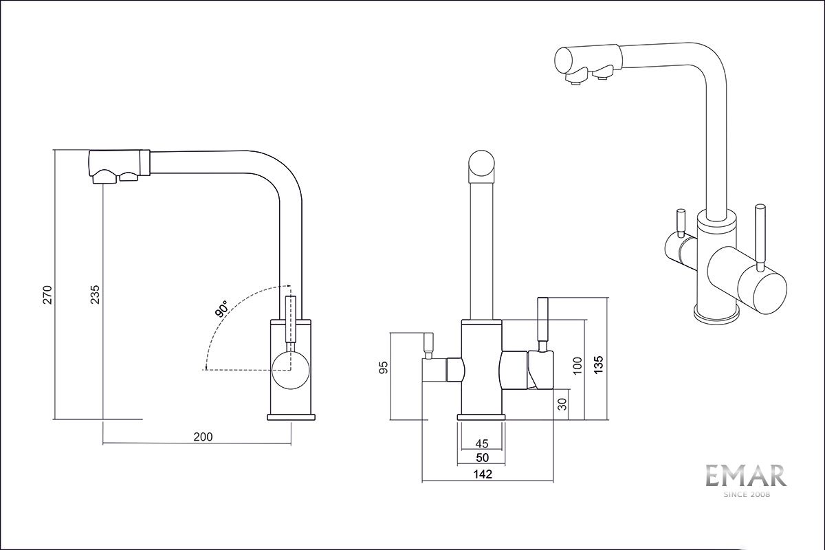 Приобрести emar смеситель для кухни, золото ecb - 3003n pvd golden