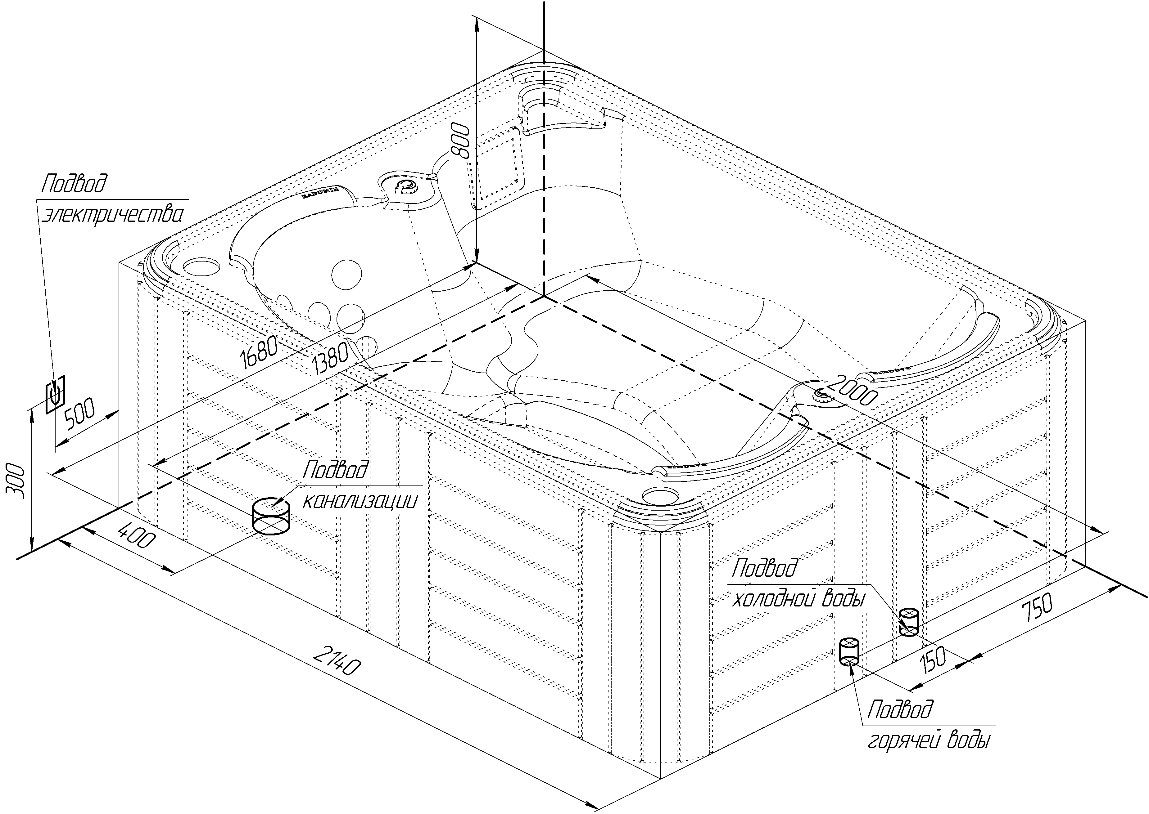 Приобрести бассейн radomir deluxe 214×168