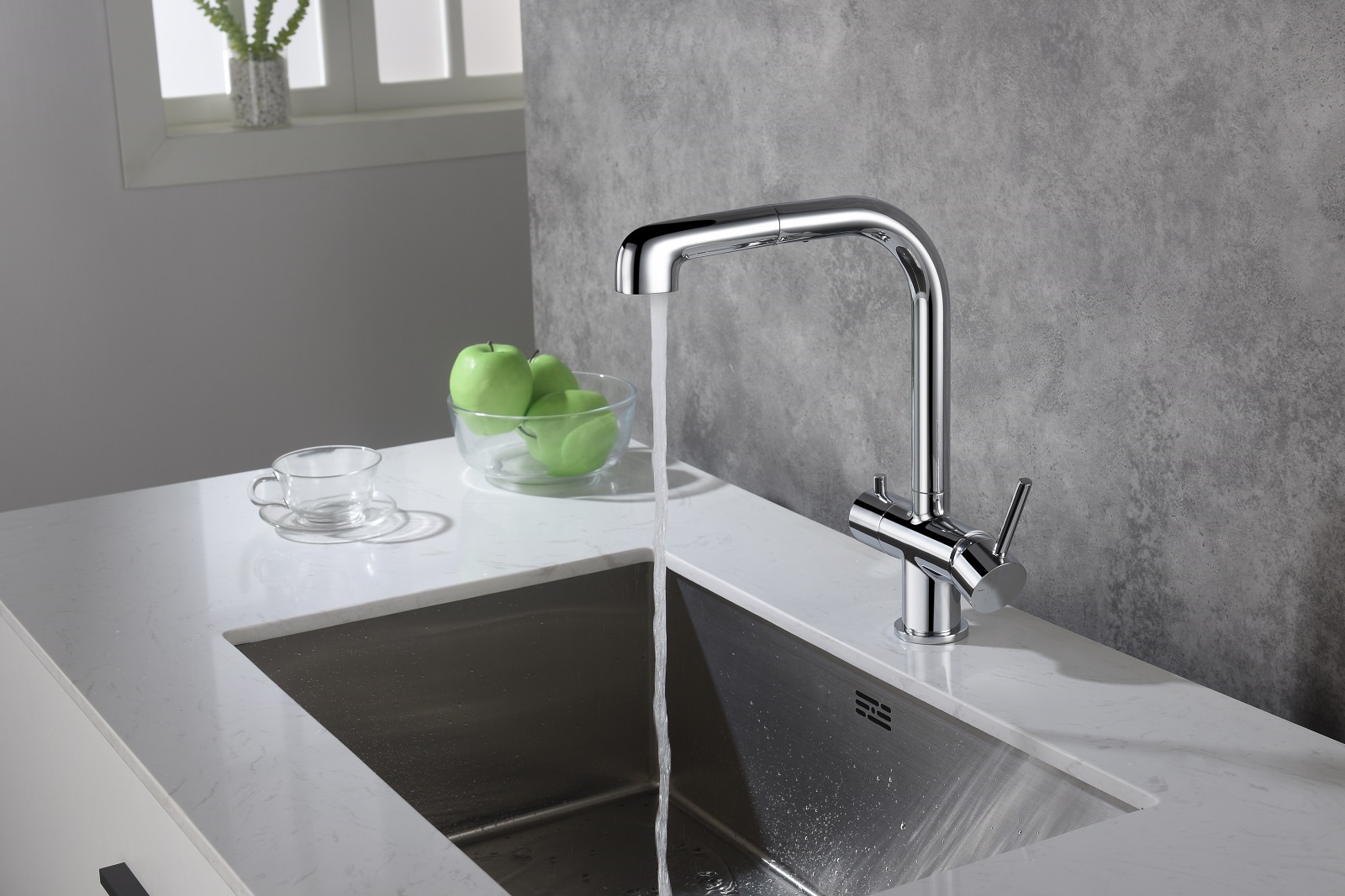 Приобрести смеситель для кухни с подключением фильтра и выдвижной лейкой timo saona 2346/00fl хром