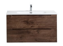 BelBagno Тумба с раковиной ETNA 100 см, подвесная Rovere Moro, белая раковина