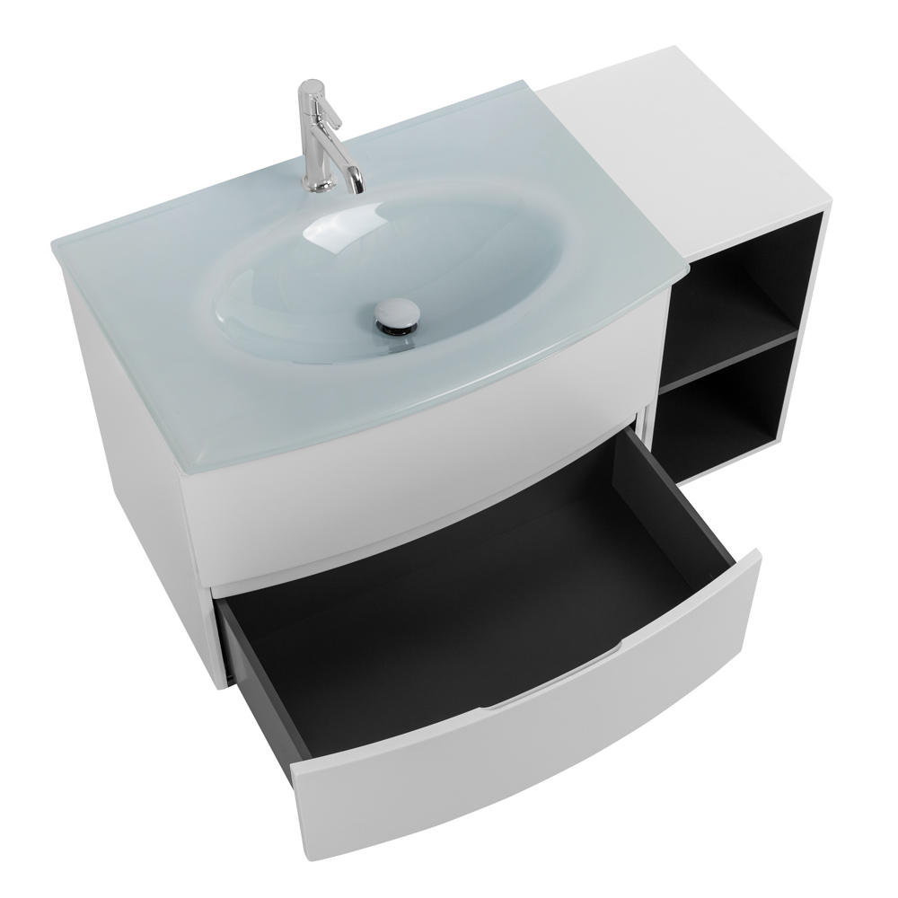 Приобрести cezares тумба подвесная с раковиной elettra 104 см bianco opaco, стекло, белая 55521