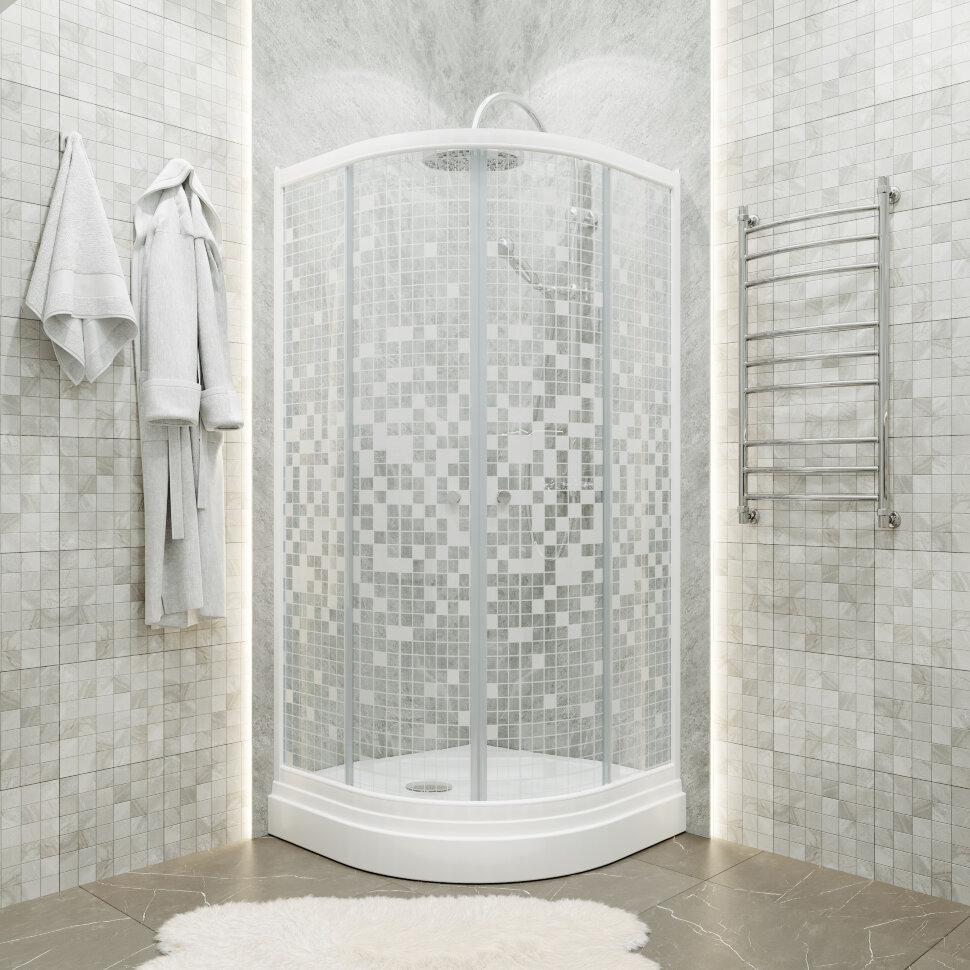 Приобрести тритон душевое ограждение стандарт а аква мозайка 100х100 см, белая с узором щ0000025927