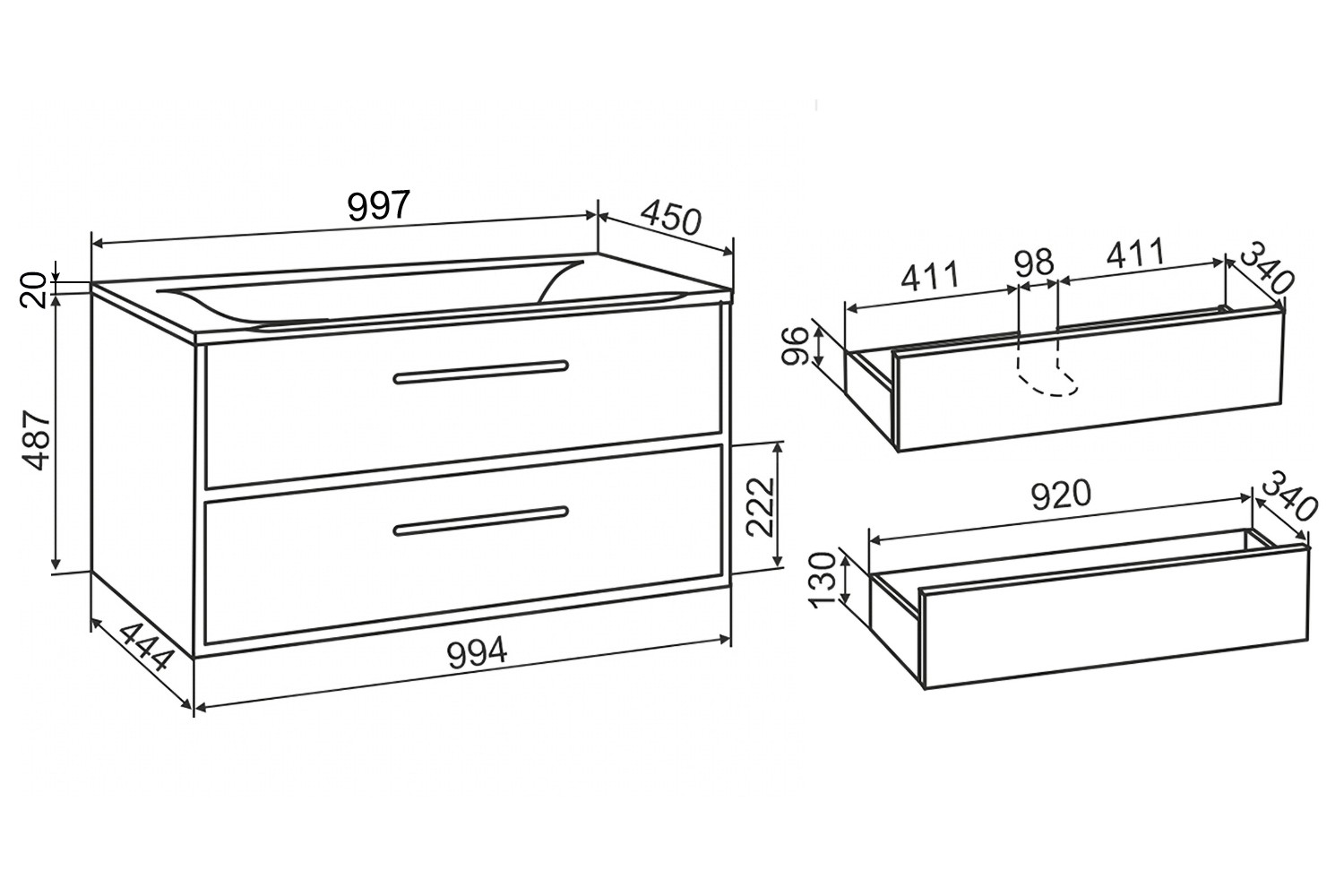 Приобрести aqua de marco тумба подвесная с раковиной melbourne 100 cм. дуб-серый