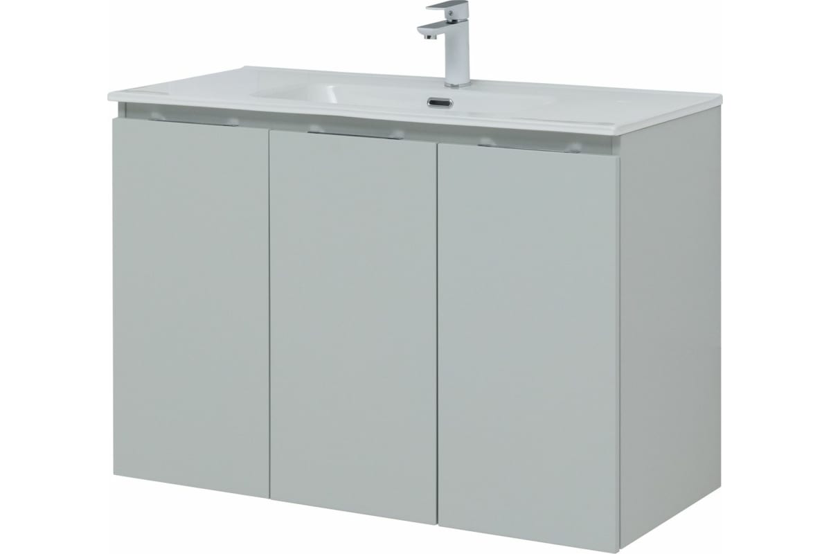 Приобрести aquanet тумба с раковиной алвита new 100 см, 3 дверцы, серый