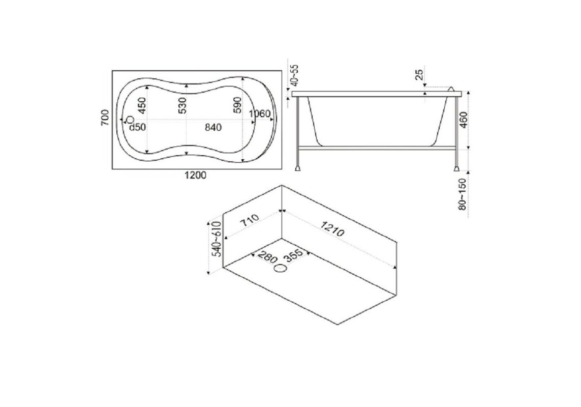 Приобрести bas акриловая ванна кэмерон 120х70