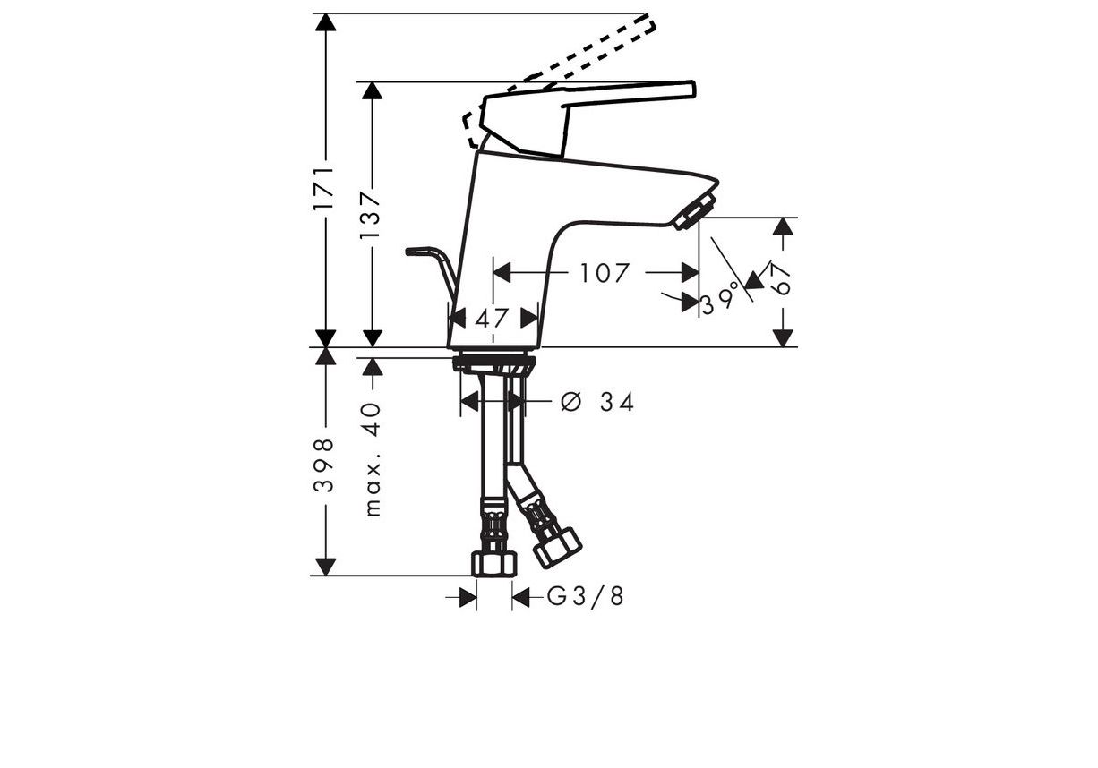 Приобрести 71150000 logis loop смеситель для раковины 70, однорычажный c донным клапаном