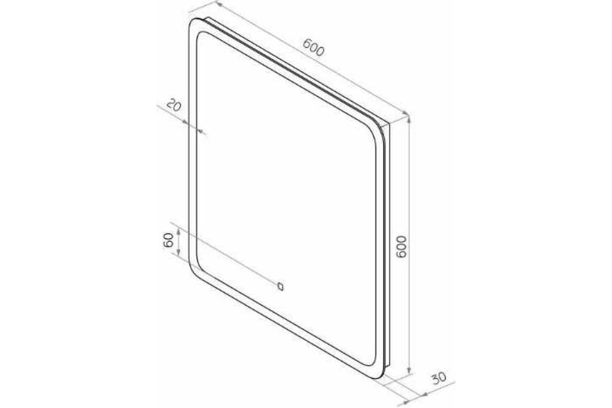 Приобрести continent зеркало с подсветкой bruno 60х60 см, сенсорный включатель, белое