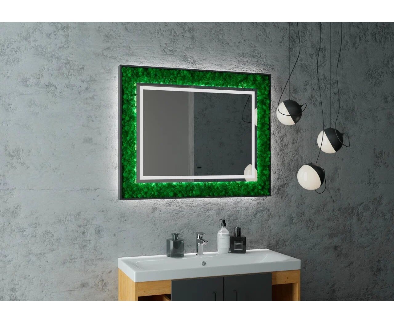 Приобрести continent зеркало с подсветкой forest 100х80 см, бесконтактный включатель, зеленое