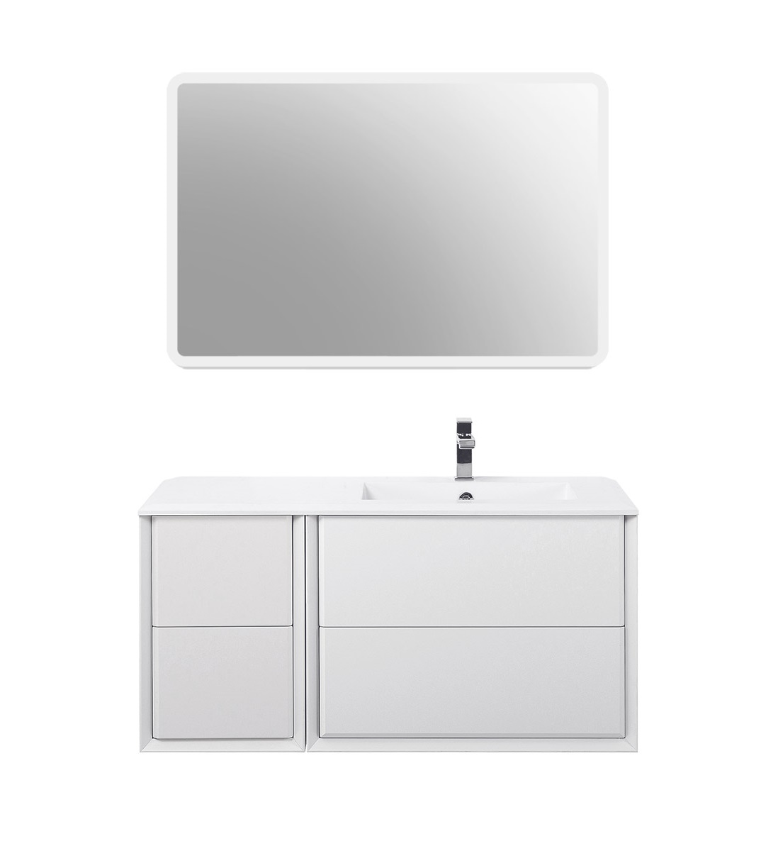 Приобрести cezares тумба подвесная с раковиной bellagio 106 см bianco opaco, правосторонняя, белая матовая 54714