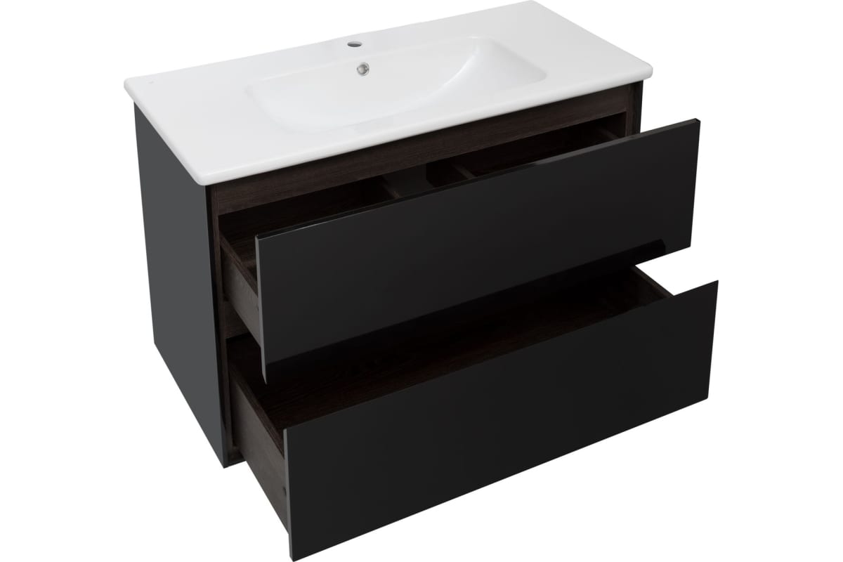 Приобрести aquanet тумба с раковиной милан 100 см, черный глянец