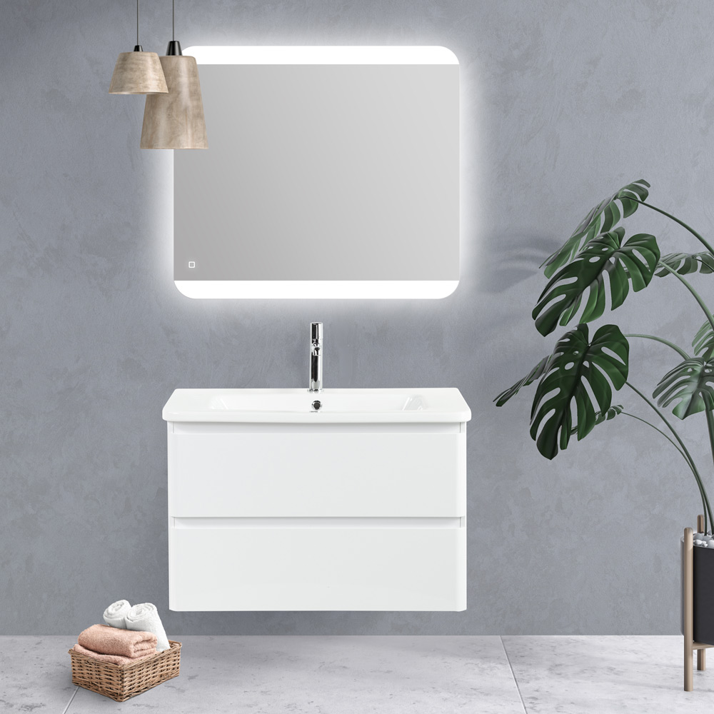 Приобрести belbagno тумба с раковиной albano-cer 80 см, подвесная bianco lucido, белая раковина