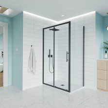 Veconi Душевое ограждение Evo 130х80 см, черное матовое, прозрачное E1-SP-B-13080-01-C9