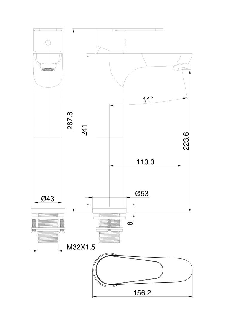 Приобрести смеситель для раковины высокий wonzon & woghand alfa, темный графит (ww-a40232-bgg)