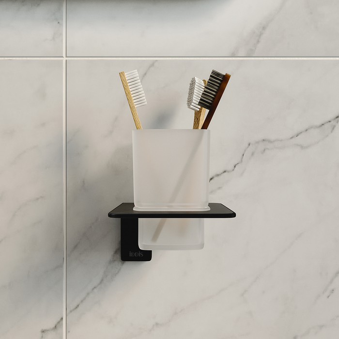 Приобрести iddis стакан для зубных щеток slide, белый\черный матовый slibsg1i45