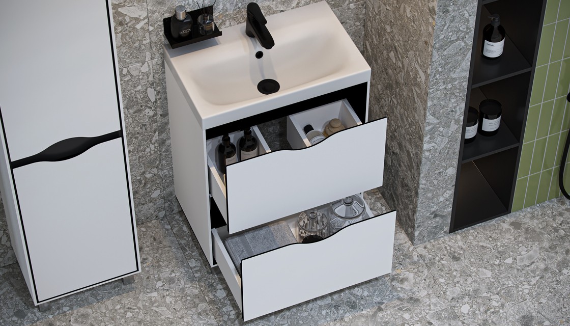 Приобрести тумба напольная с раковиной velvex rigli 60 см белый/графит tnrig.60.2y-21.631.231