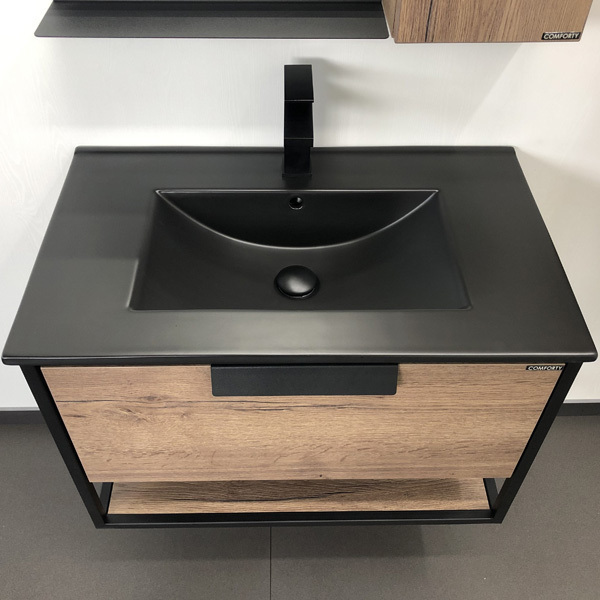 Приобрести сomforty тумба с раковиной "бонн-75" дуб темный, черная раковина