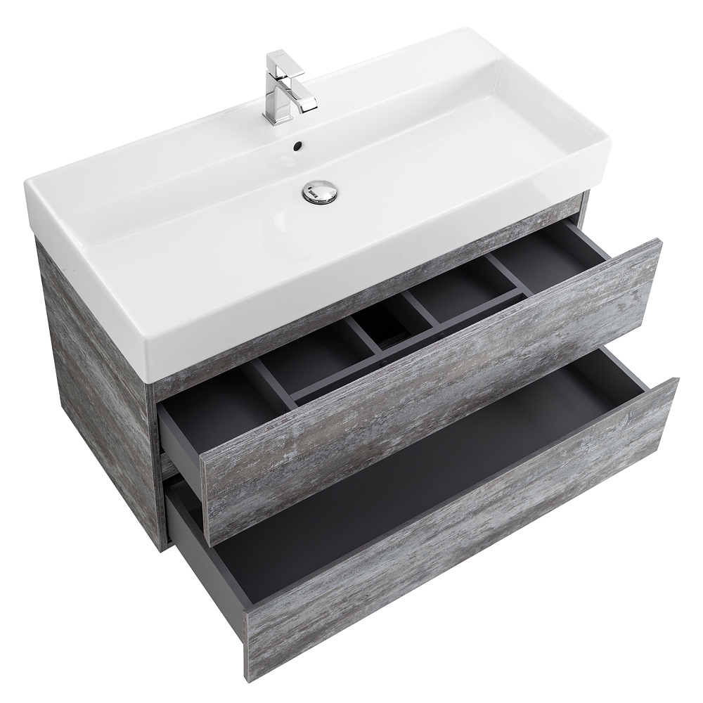 Приобрести cezares тумба подвесная с раковиной molveno 46 100 см legno grigio, серая molveno 46-100-2c-so-lg