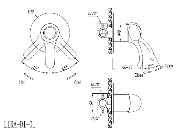 Приобрести cezares смеситель скрытого монтажа lira, хром lira-c-dim-01
