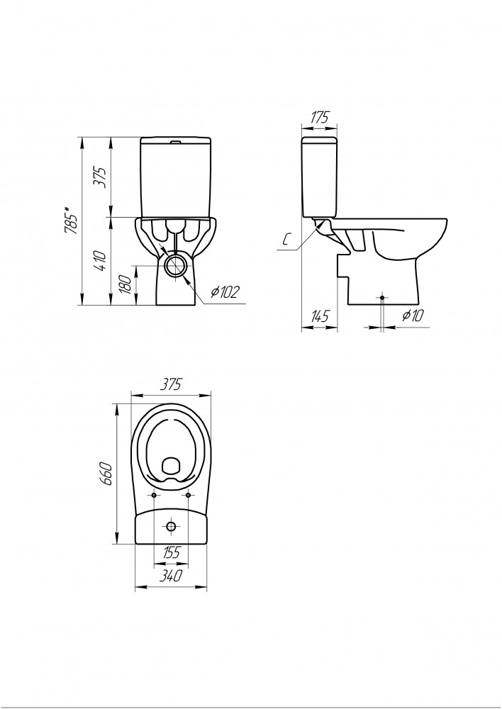 Приобрести напольный унитаз-компакт cersanit nature clean on 011 + крышка с микролифтом
