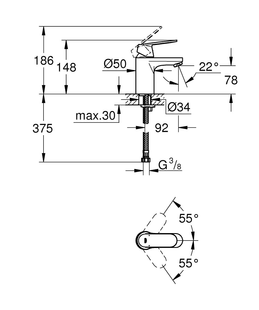 Приобрести смеситель для раковины grohe eurosmart cosmopolitan, хром 32824000