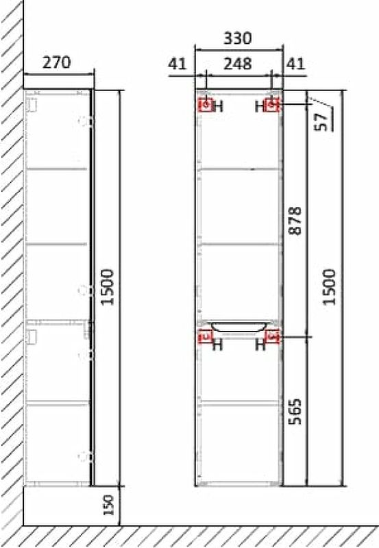 Приобрести jorno пенал подвесной wood 33 см, антрацит