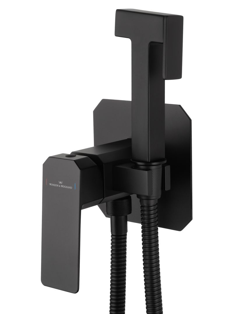 Приобрести смеситель с гигиеническим душем встраиваемый wonzon & woghand diamond, черный матовый (ww-88829011-mb)