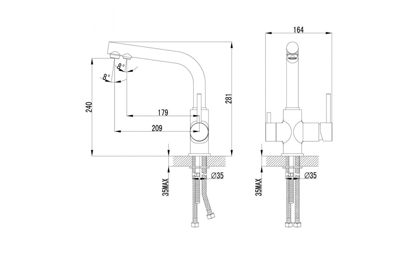 Приобрести lemark смеситель для кухни comfort с подключением к фильтру, хром lm3061c