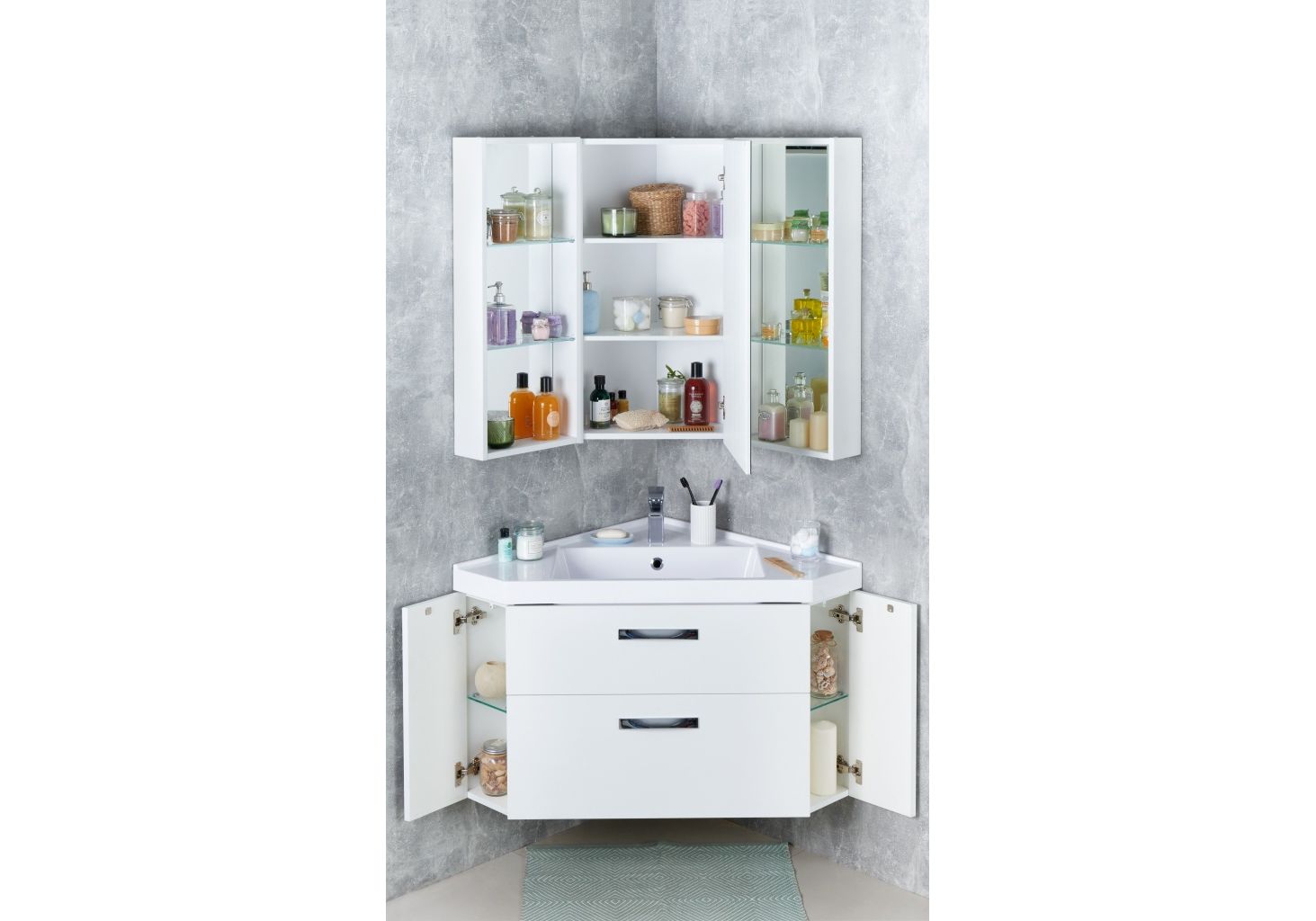 Приобрести зеркало-шкаф угловой кантара 42 см, цвет дуб полярный