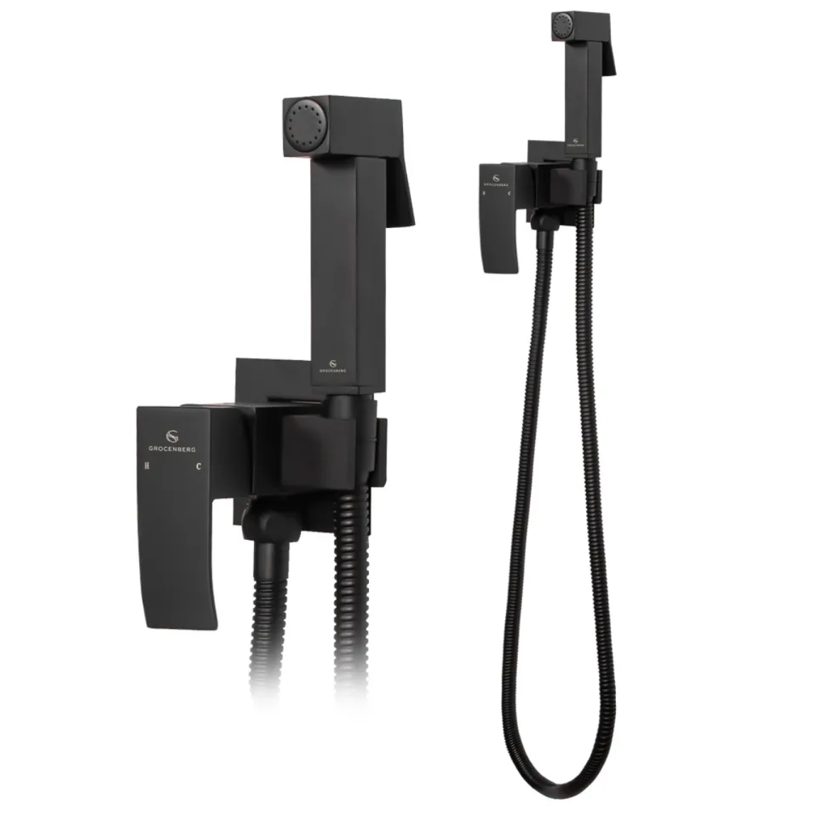 Приобрести grocenberg смеситель с гигиеническим душем, черный матовый gb002bl