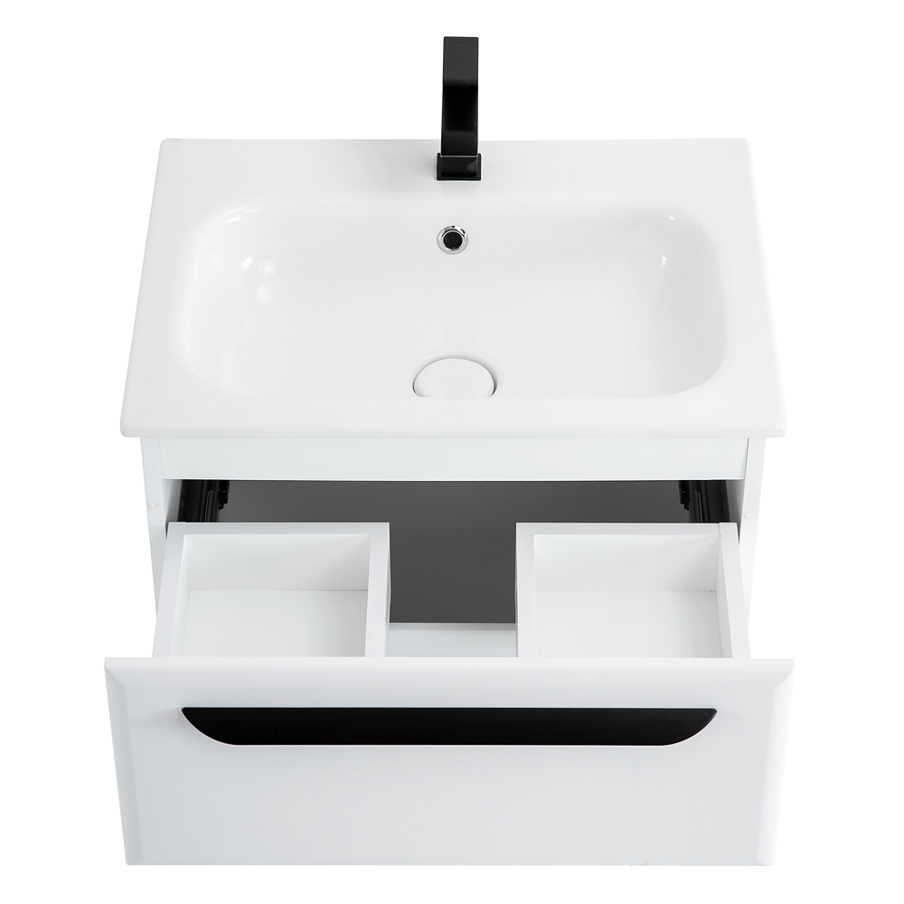 Приобрести cezares тумба подвесная с раковиной eco-cer 60 см bianco lucido, белый глянец eco-cer-600-2c-so-bl