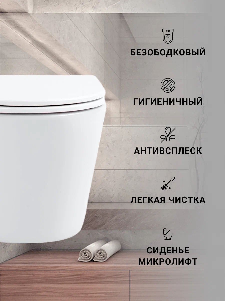 Приобрести sintesi подвесной безободковый унитаз essler tornado 3.0.с крышкой-сиденьем дюропласт,микролифт
