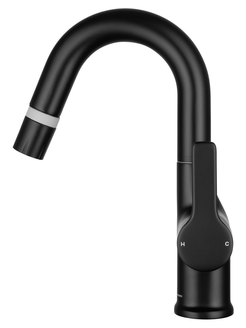 Приобрести смеситель для раковины с выдвижным изливом wonzon & woghand, черный матовый (ww-fe01l212-mb)