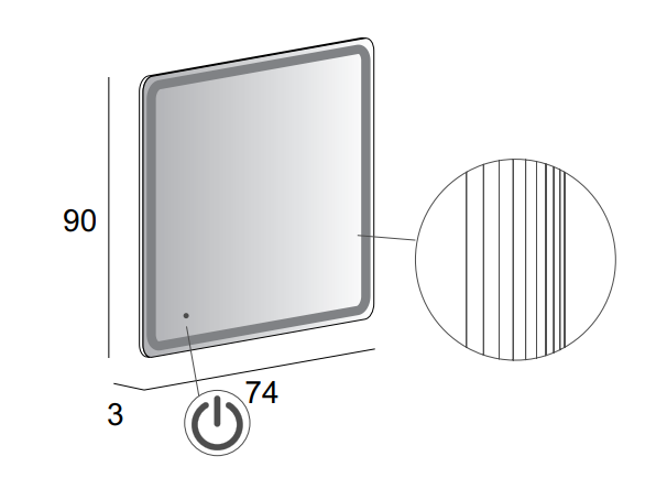 Приобрести cezares зеркало 74х90 см, led подсветка 44998