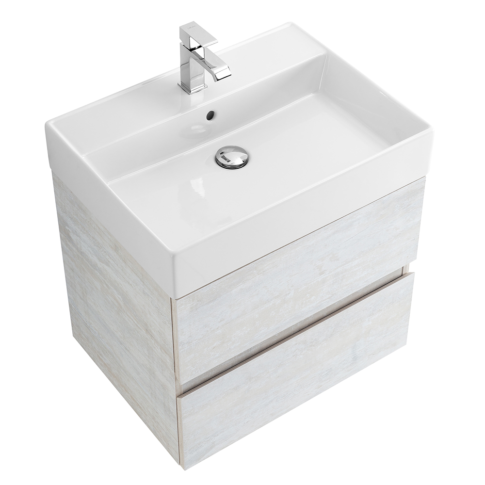 Приобрести cezares тумба подвесная с раковиной molveno 46 60 см legno bianco, белый глянец molveno 46-60-2c-so-lb