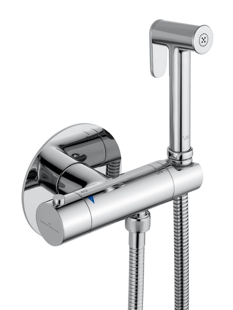 Приобрести смеситель с гигиеническим душем и термостатом встраиваемый wonzon & woghand, хром (ww-88819902-cr)