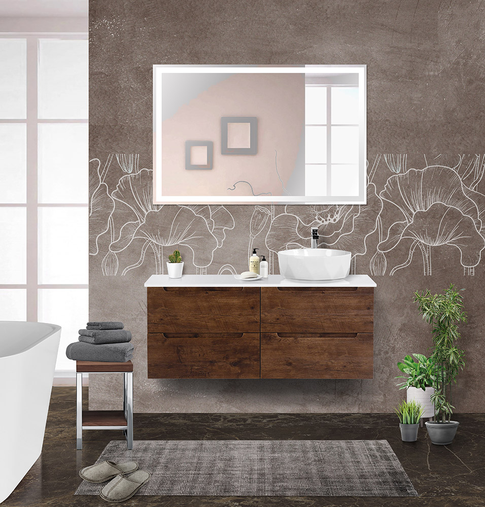 Приобрести belbagno тумба со столешницей etna 120 см, подвесная rovere moro, раковина справа