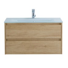 BelBagno Тумба с раковиной KRAFT 100 см, подвесная Rovere Nebrasca Nature, стеклянная раковина