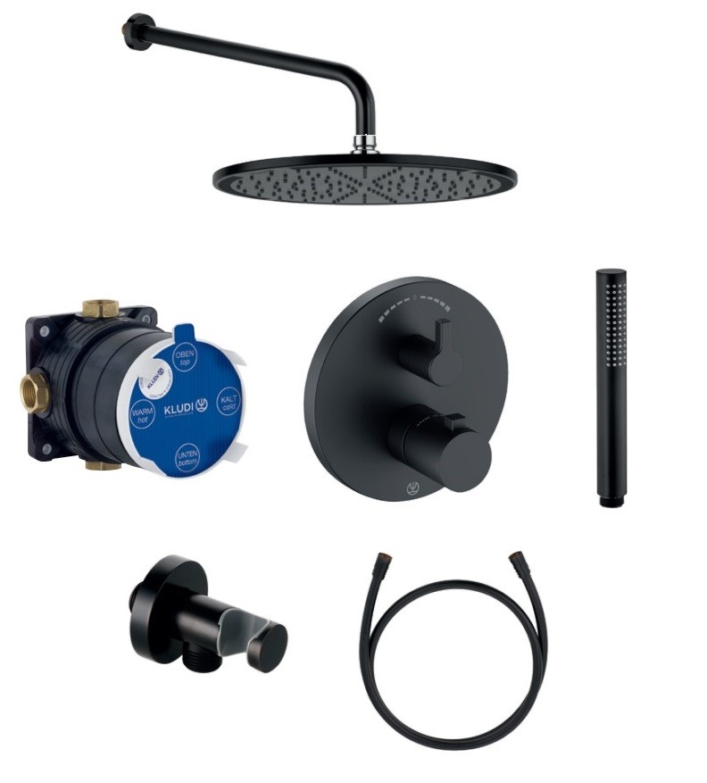 Приобрести набор 7 в 1 kludi nova fonte с термостатом, матовый черный