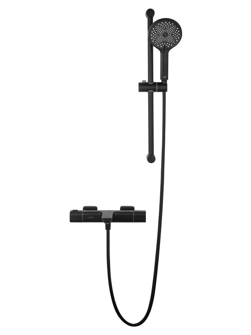Приобрести смеситель для ванны с душем и термостатом wonzon & woghand solid, черный матовый (ww-c2011-a-mb)