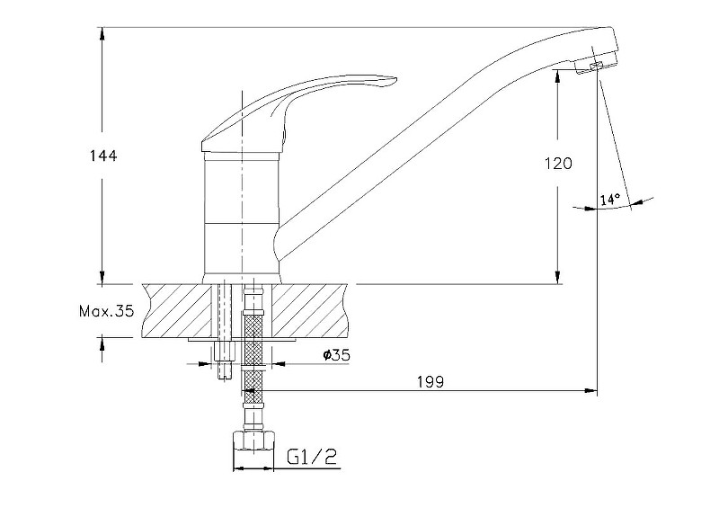 Приобрести haiba смеситель для кухни 234 мм, хром hb-4836