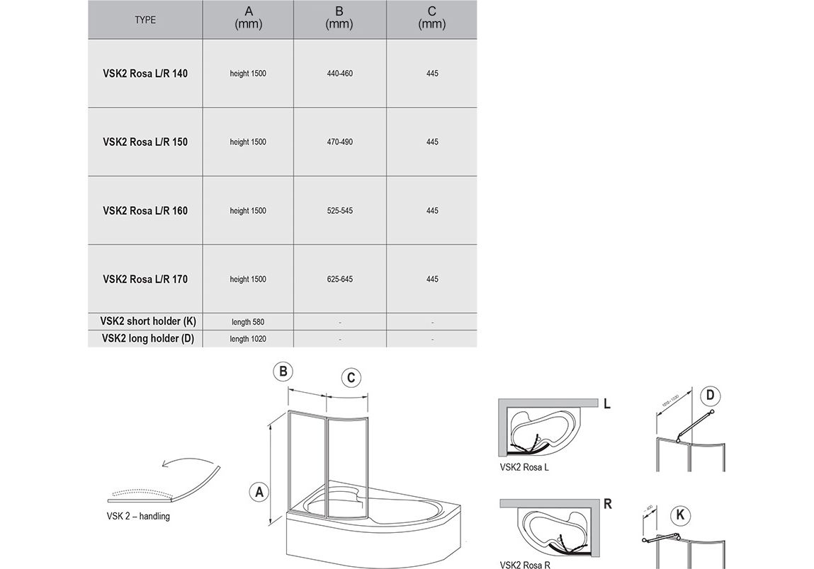 Приобрести ravak шторка для ванны supernova vsk2 rosa 150 76p80100z1 r белый/прозрачное
