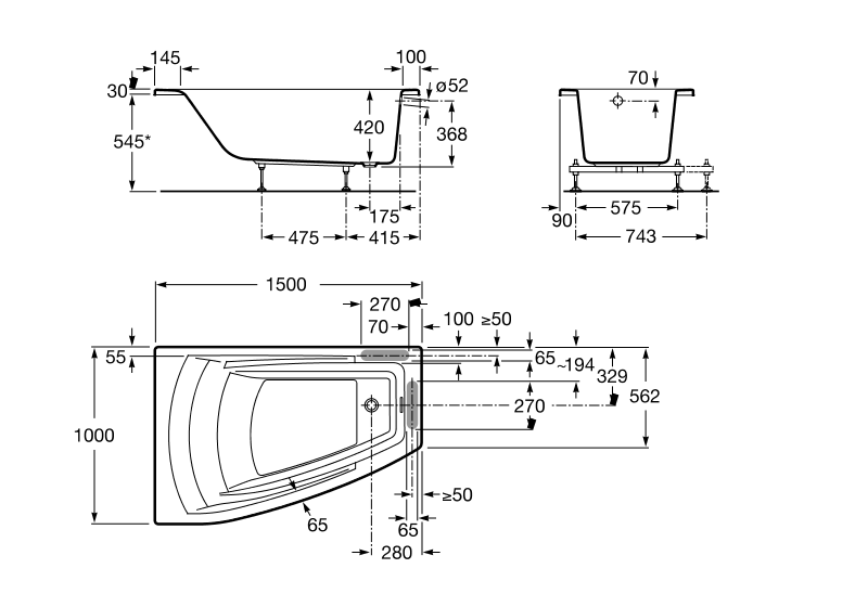 Приобрести ванна акриловая roca hall angular 150х100 см, левосторонняя z.ru93.0.286.4
