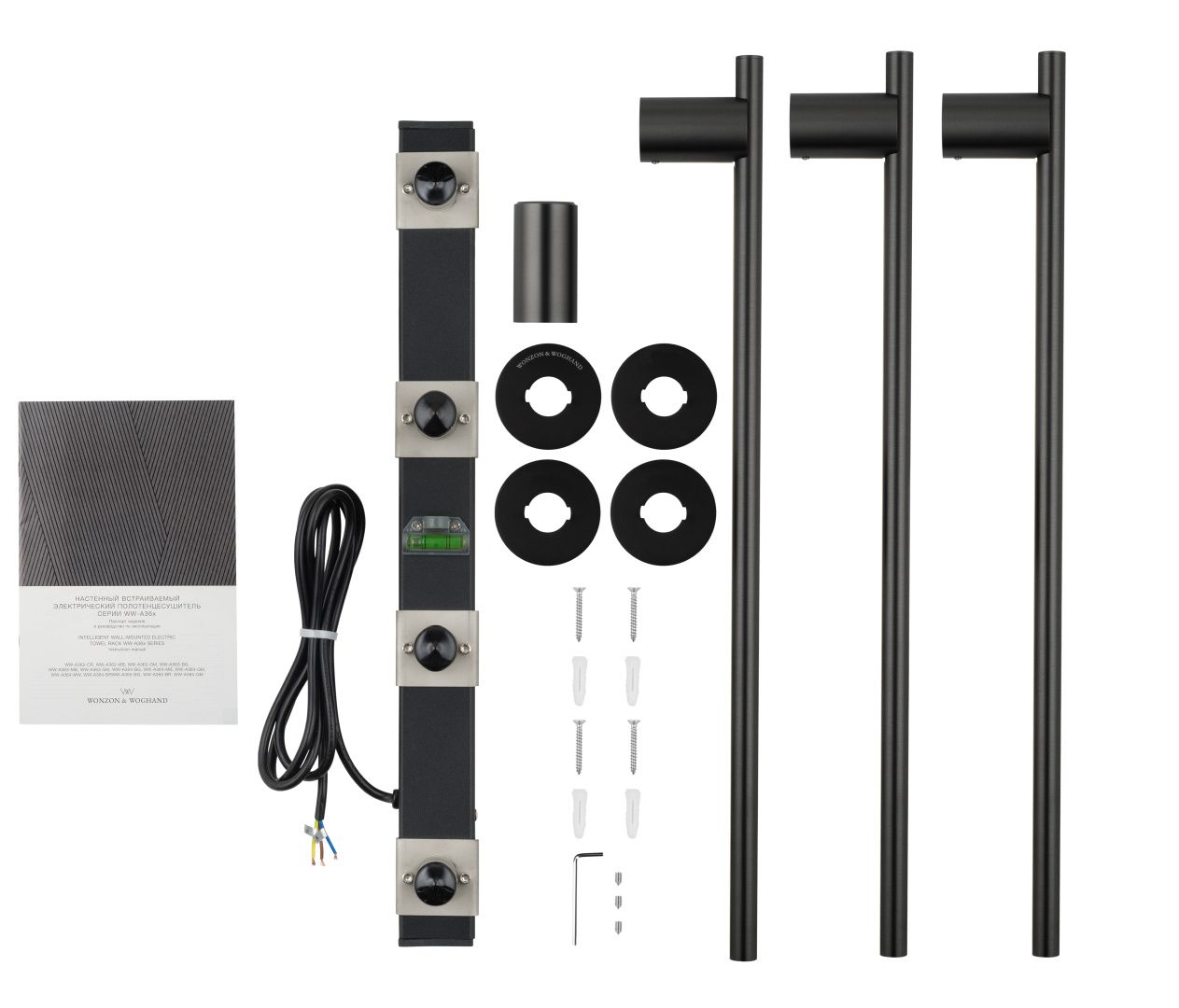 Приобрести полотенцесушитель электрический встраиваемый wonzon & woghand dortmund, черный матовый (ww-a363-mb)
